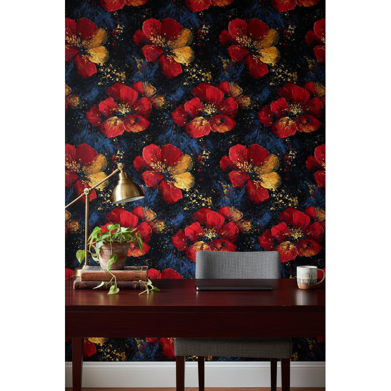 Papier peint floral abstrait mural