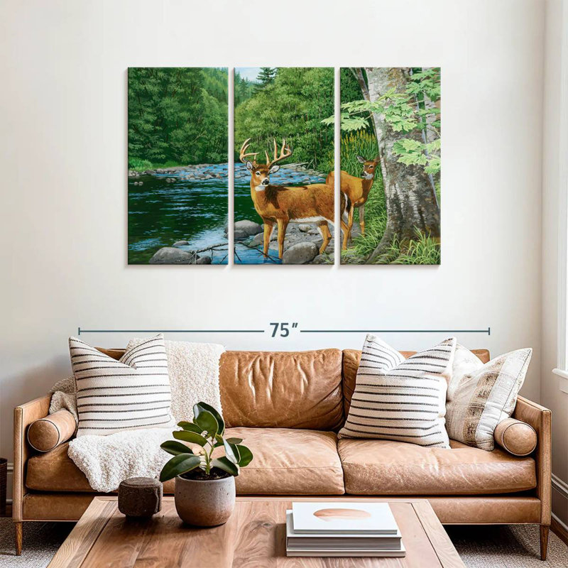 Brampt Streamside White Tail Deer, 36" H x 57" W