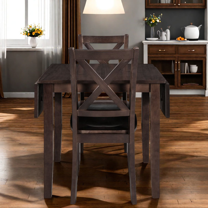 Space-saving Dining Table Sets With Solid Wood Construction, Modern Espresso Finish For Small Kitchens