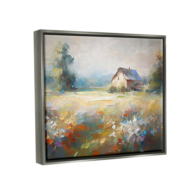 Floral Countryside Abstraction Framed Floater Canvas Wall Art by Ramona Murdock, H 25 po x l 31 po x P 1,7 po