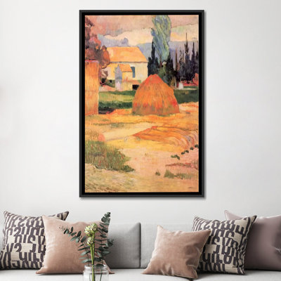 «Haystack in Village» par Paul Gauguin, reproduction d'art sur toile
