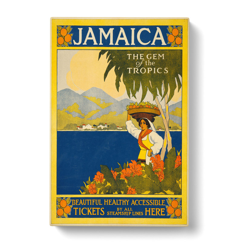 Vintage Travel Jamaica - Wrapped Canvas, 60cm H x 40cm W x 3cm D