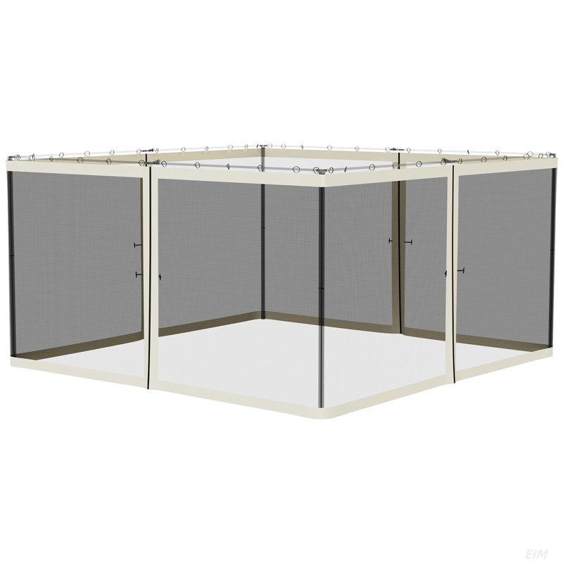 Filet de remplacement en treillis de 13 pi x 13 pi pour abris de jardin et tentes à auvent avec fermetures à glissière (paroi latérale seulement)