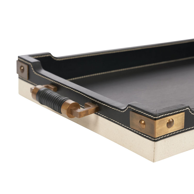 Toulon Decorative Tray, Black/Walnut