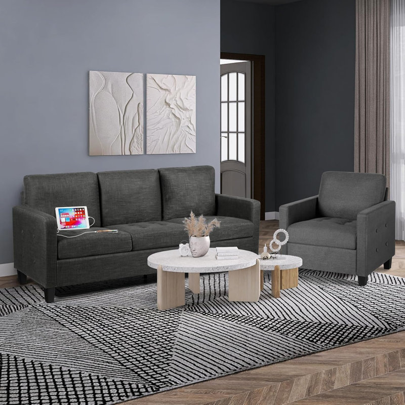 Canapé 71 places l 71 "avec ports USB, Gris foncé