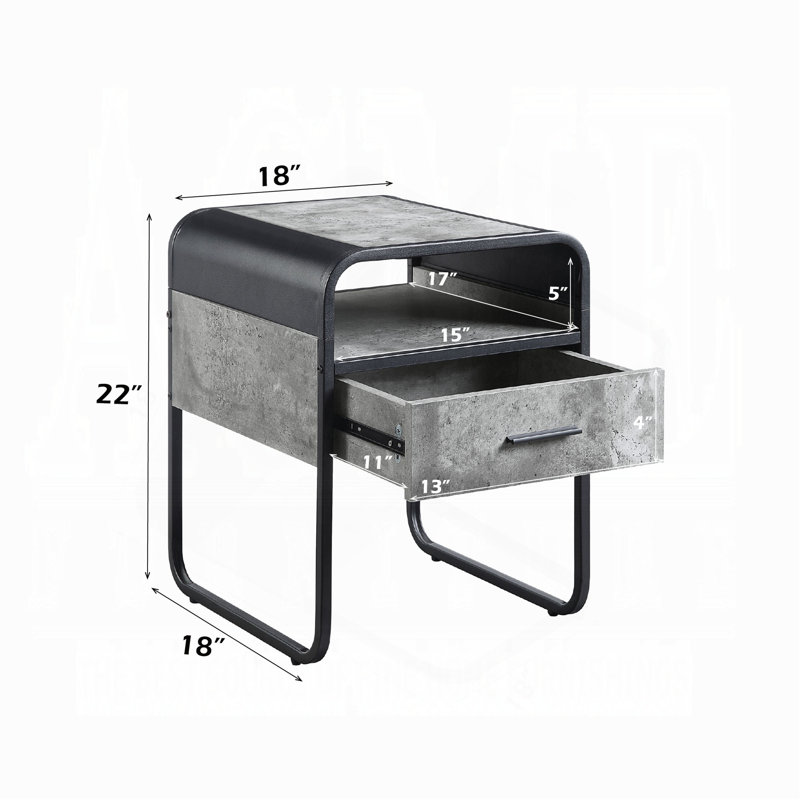 Metal Frame End Table With One Drawer