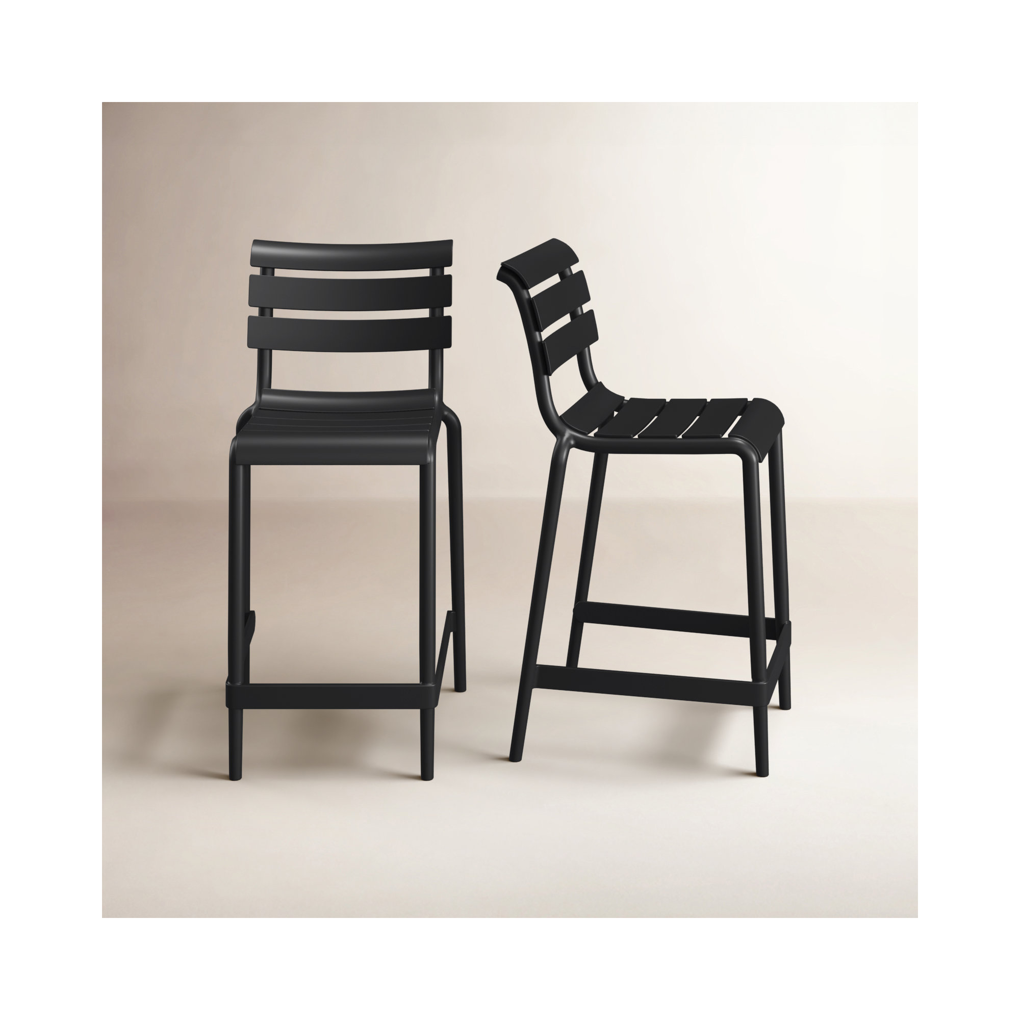 Ruta Outdoor Counter Stool, 25.60", Black