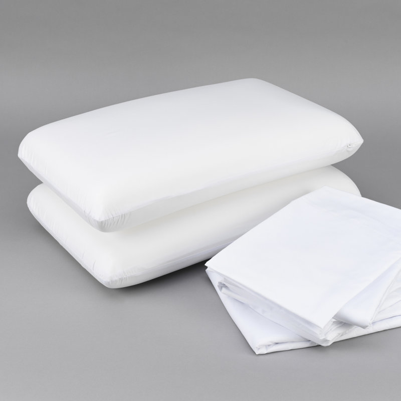 Cool Bedding Bundle For Split King. Memory Foam Pillows, Sheet , Mattress Protectors. Sleeping Experience. Zippered Pillow Cover. Liquid Spills. White 100% Microfiber 2 Cooler Sleep. Easy Spill