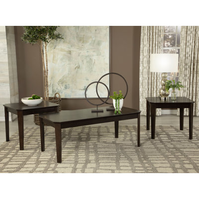 Ensemble de 3 tables basses et tables de bout Albanne - brun foncé