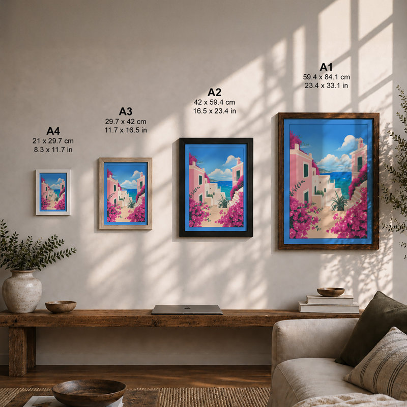 Mediterranean Escape Coastal - Framed Print, Unframed, A1 - 84.1 x 59.4 cm