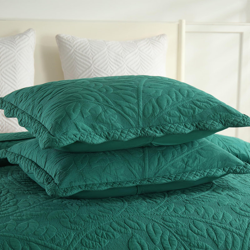 Cotton Quilt, King Quilt + 2 King Shams, Emerald