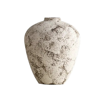 Vase en céramique mouchetée aspect pierre, vase urne rustique pour foyer et table à manger, décor de style campagnard