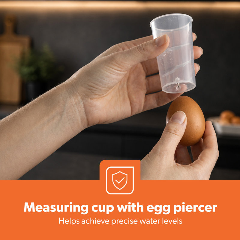GEEPAS 2-in-1 Electric Egg Boiler & Omelette Maker Machine | 7 Egg Capacity, Measuring Cup with Egg Piercer | Lid Egg Cooker with Auto Shut-Off End-of-Cycle Alert & Overheat Protection | Compact Design 360W 