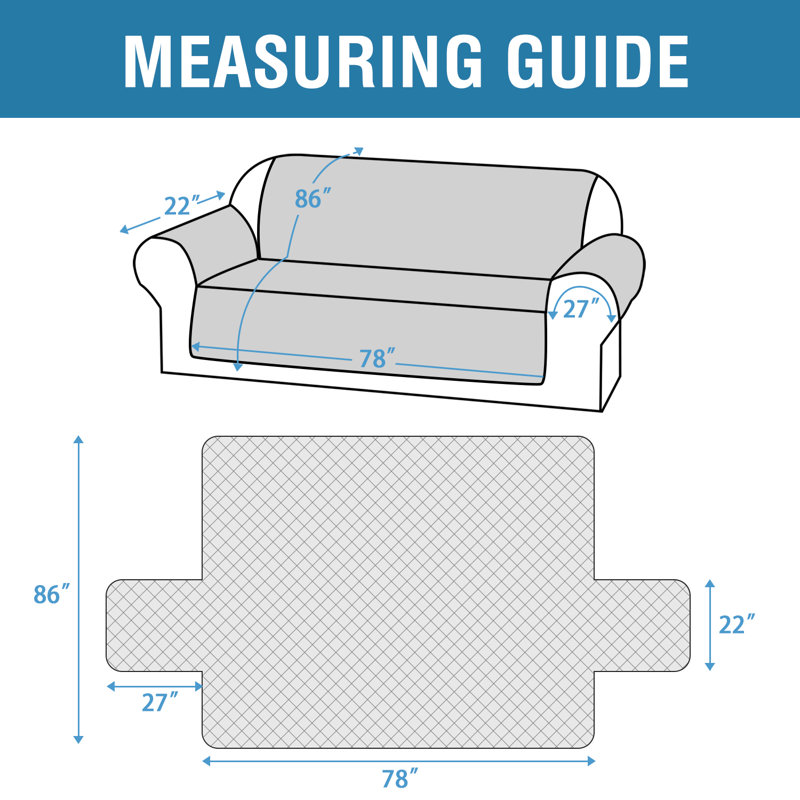 Machine Washable Dovercourt Diamond Sofa Slipcover Reversible 100% Waterproof Box Cushion Sofa Slipcover with Elastic Straps Non-Skid Backing Furniture Protector for Pets Kids Children