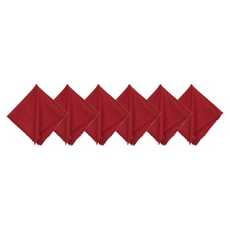 Frayed Cherry Napkin Set of 6, Red