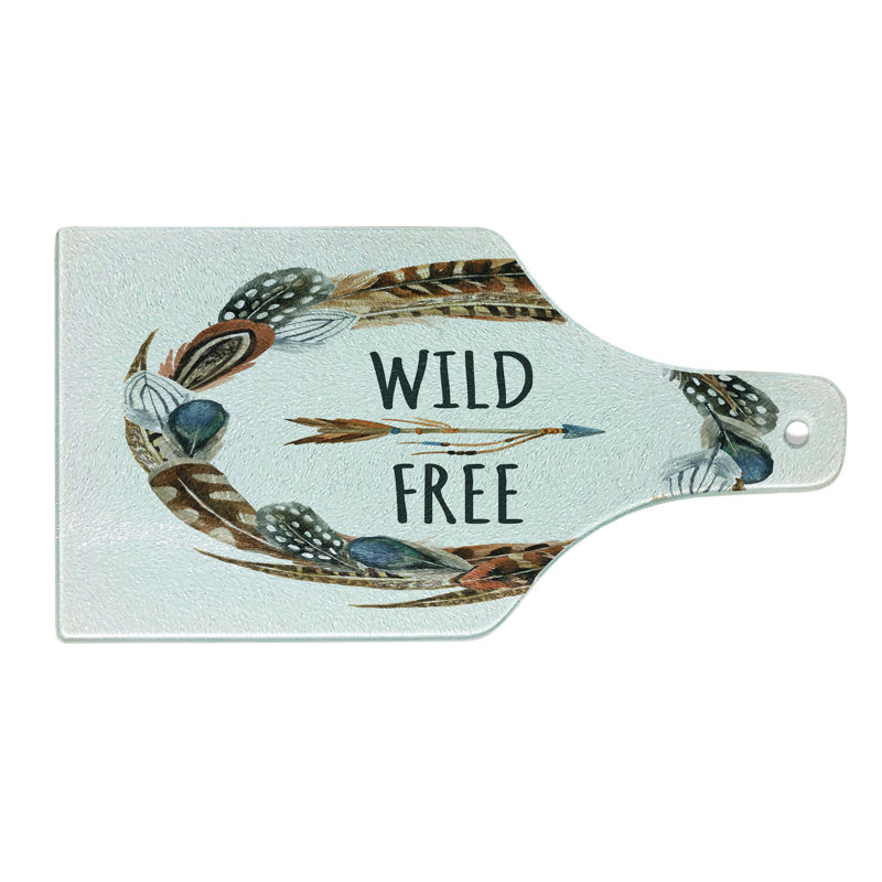 Couronne de planche à découper en verre trempé Ambesonne avec motif d'oiseaux brun orange bleu