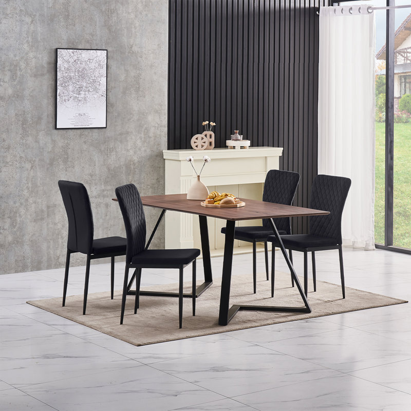 Leilauni Tufted Upholstered Velvet Armless Dining Chair, Black