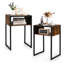 Table d'appoint industrielle avec structure en acier et rangement ouvert