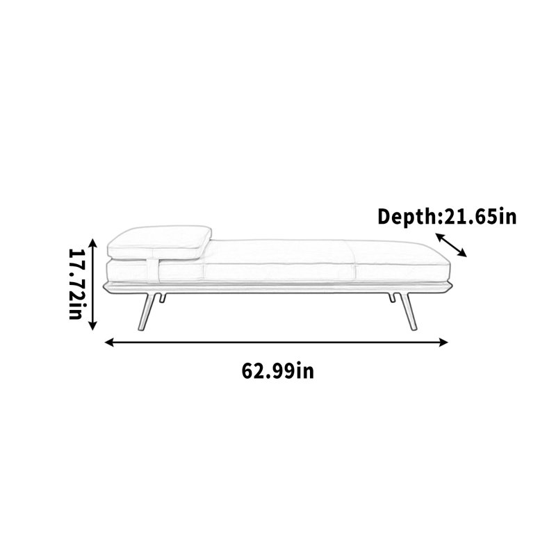 Coussin de canapé en bois massif, H 17,72 po x l 62,99 po x P 21,65 po