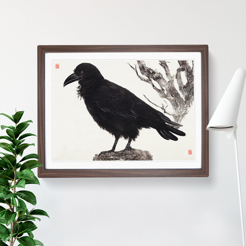 Amazing Raven Bird - Framed Print, 34cm H x 46cm W x 2cm D, Walnut Framed