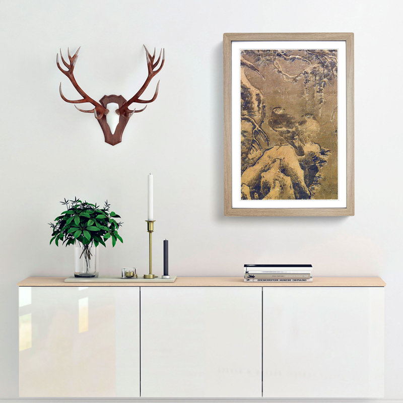 Hawks in the Snow by Lu Ji - Picture Frame Painting Print, Oak Framed, 65cm H x 48cm W x 2cm D