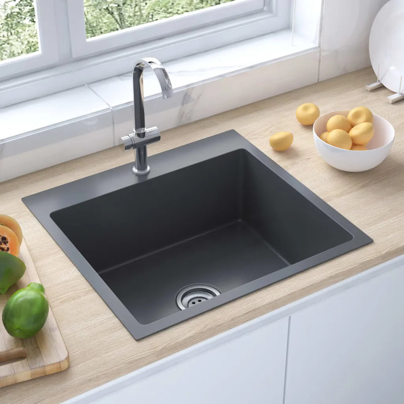 Lystra Handmade Kitchen Sink Stainless Steel, Black