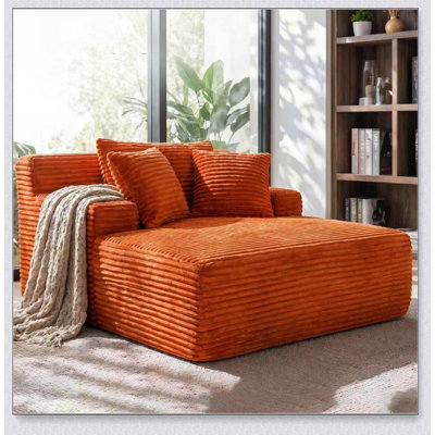 Chaise longue d'intérieur de 66 pouces, canapé-lit surdimensionné à coussins désossés avec coussin, fauteuil-lit de luxe en fausse fourrure, fauteuil de lecture avec accoudoirs, canapé de salon en nuage, aucun assemblage requis