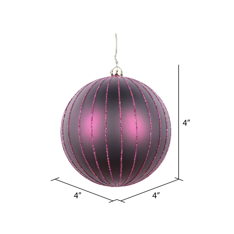 Ornement boule mat scintillante, H 4 po x l 4 po x P 4 po, Prune