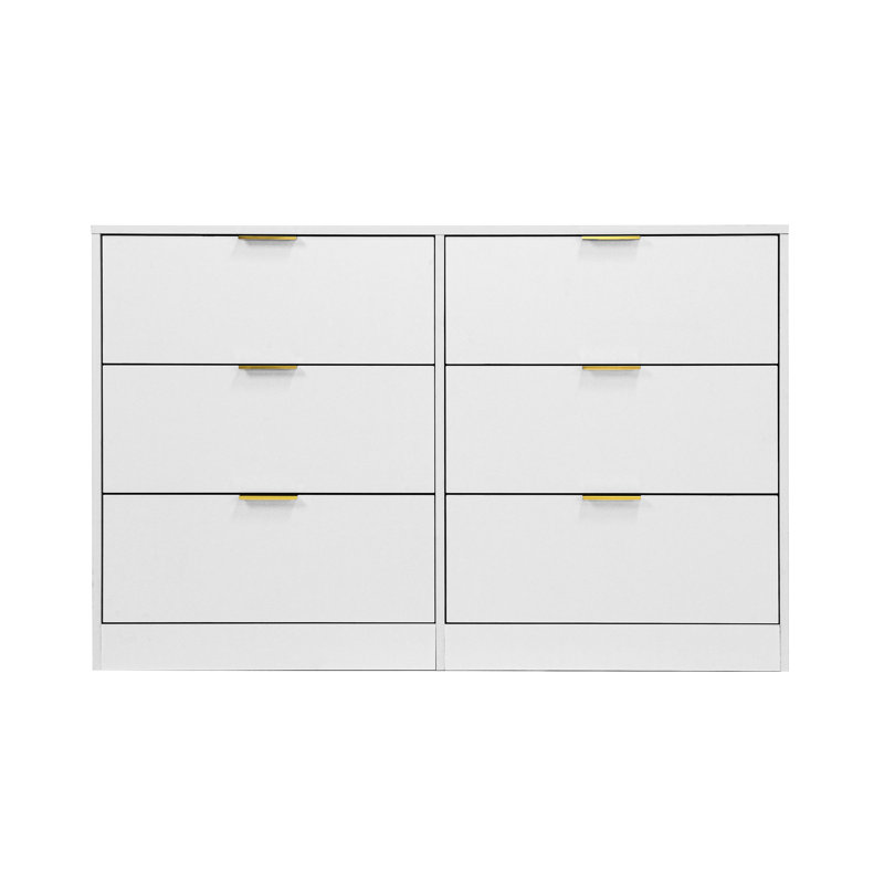 Commode à 6 tiroirs, commode pour chambre à coucher, salon, couloir et entrée Simply Modern - Grande armoire de rangement blanche