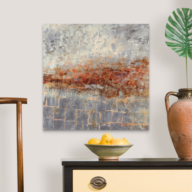 « fire lake ii », peinture sur toile, Toile tendue, H 24 po x l 24 po x P 1,25 po