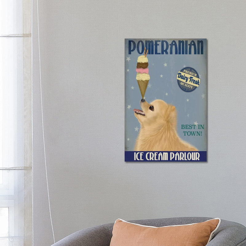 Pomeranian Ice Cream by Fab Funky - Wrapped Canvas Print, 66.04 cm H x 45.72 cm W