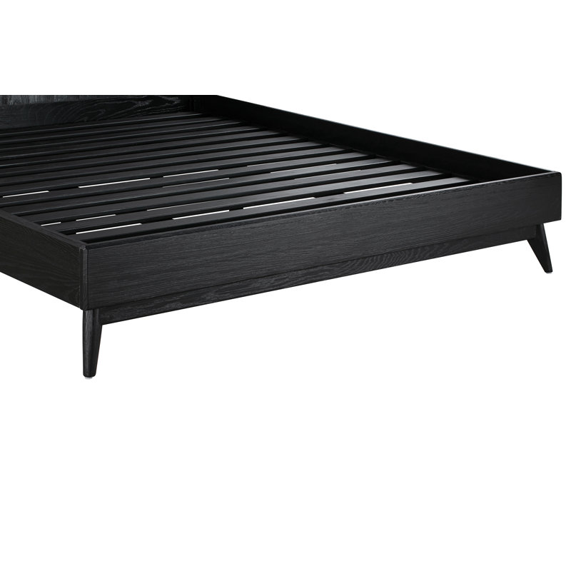Structure de lit plateforme très grand ou grand Dornan au fini brossé noir et bois de chêne, Très grand