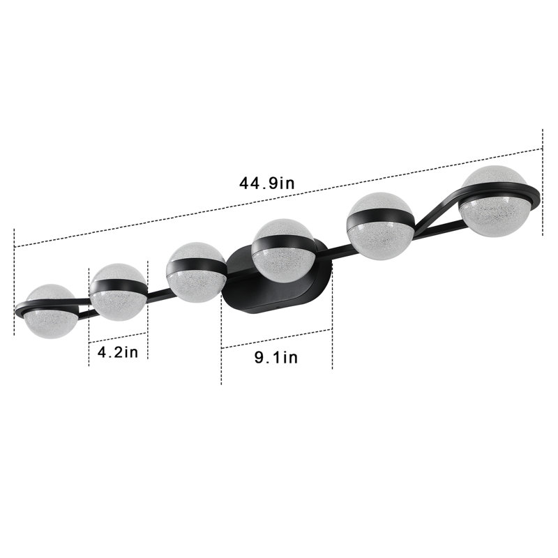 Éclairage pour meuble-lavabo avec 6 ampoules DEL, Noir