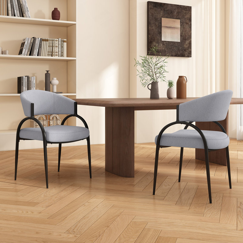 Chaises de salle à manger rembourrées avec pieds en métal (ensemble de 2), gris