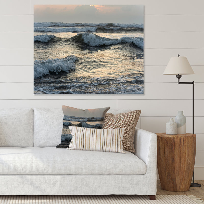 Braking Waves pendant le lever du soleil - photographie sur toile, Toile tendue, H 12 po x l 20 po x P 1 po