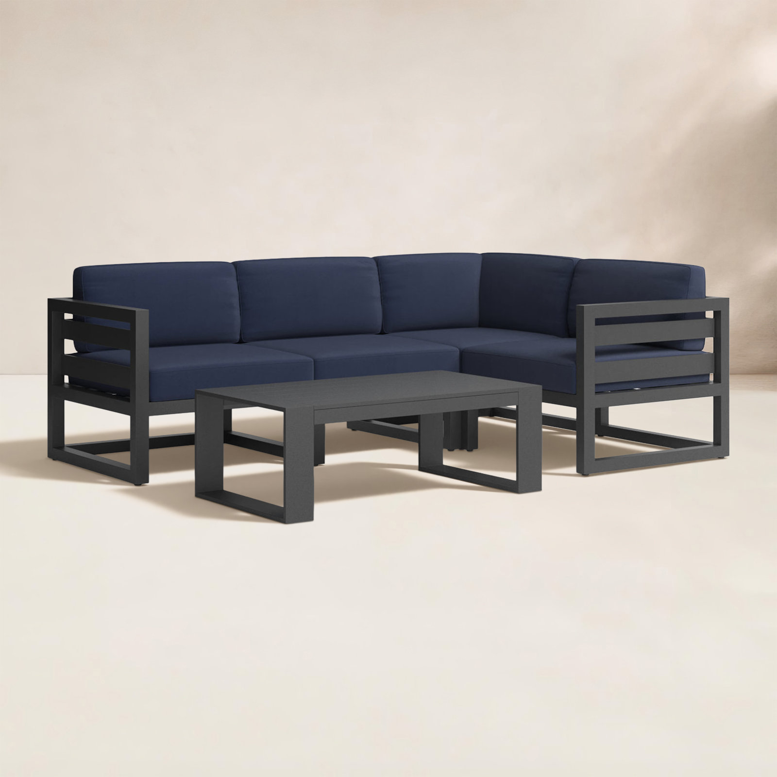 Smith 4 - Person Modular Patio Conversation Set with Sunbrella® Cushions, Spectrum Indigo, Slate