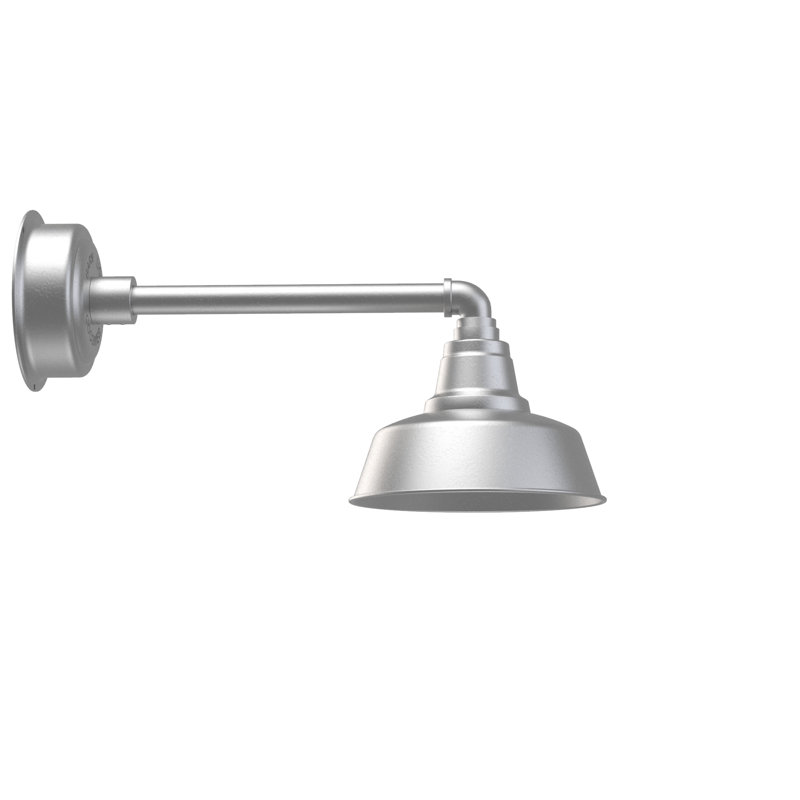 Luminaire de grange d’extérieur à del Vandervliet, Argent galvanisé, 9.625" H x 18.5" W x 10.25" D