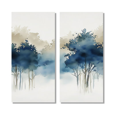 «Blue and Grey Istanbul Countryside», art mural campagne bleue, 2 pièces