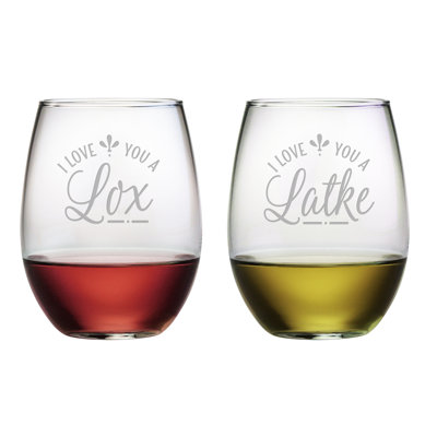 Ensemble de verres à pied 21 oz Lox and Latke Ensemble de verres à vin sans pied