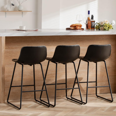 Upholstered Faux Leather Counter Stool