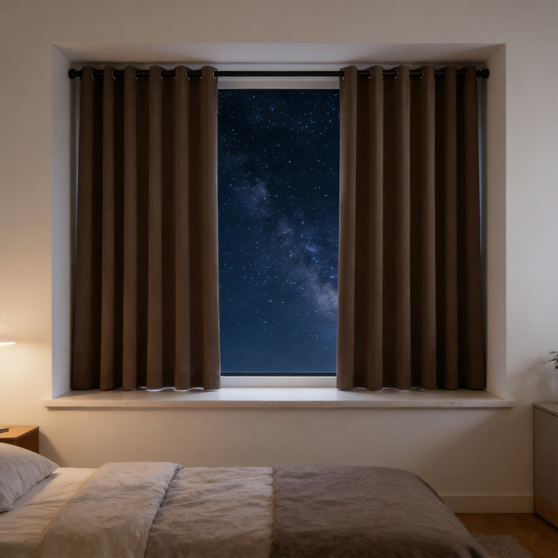 Blackout Curtains for Bedroom, Thermal Insulated Noise Reducing Window Drapes for Living Room, Grommet Top (52W X 36L Inch, Coffee)
