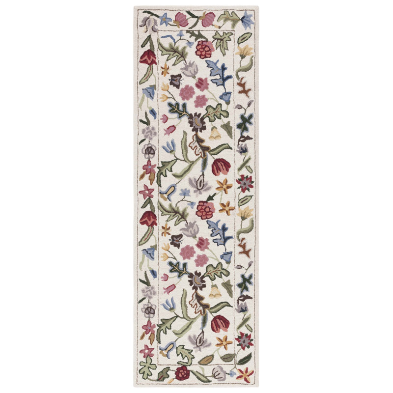 Jamaine Hand Tufted Wool Floral Rug, Runner 2'3" x 13'