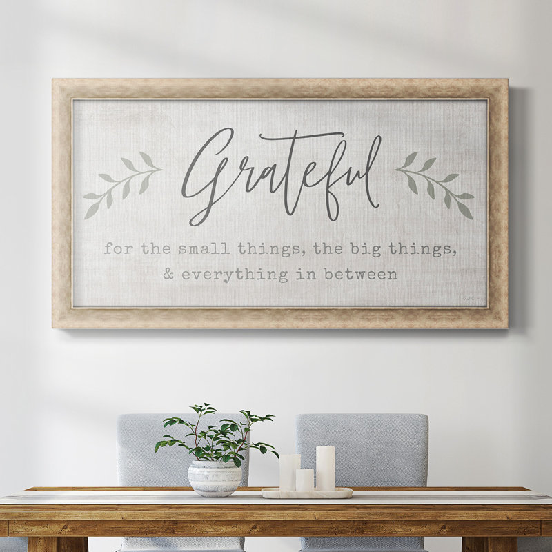 " Grateful For Everything ", Gray, 25" H x 45" W x 1.25" D
