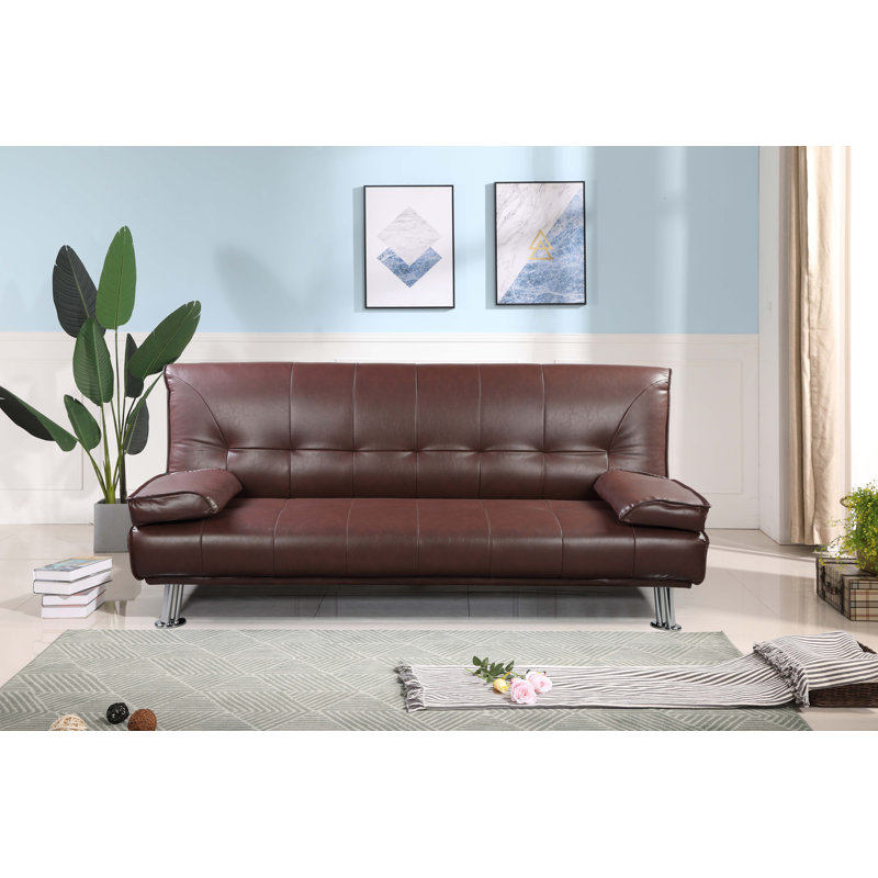 Bendiks 3 Seater Faux Leather Sofa Bed, Brown