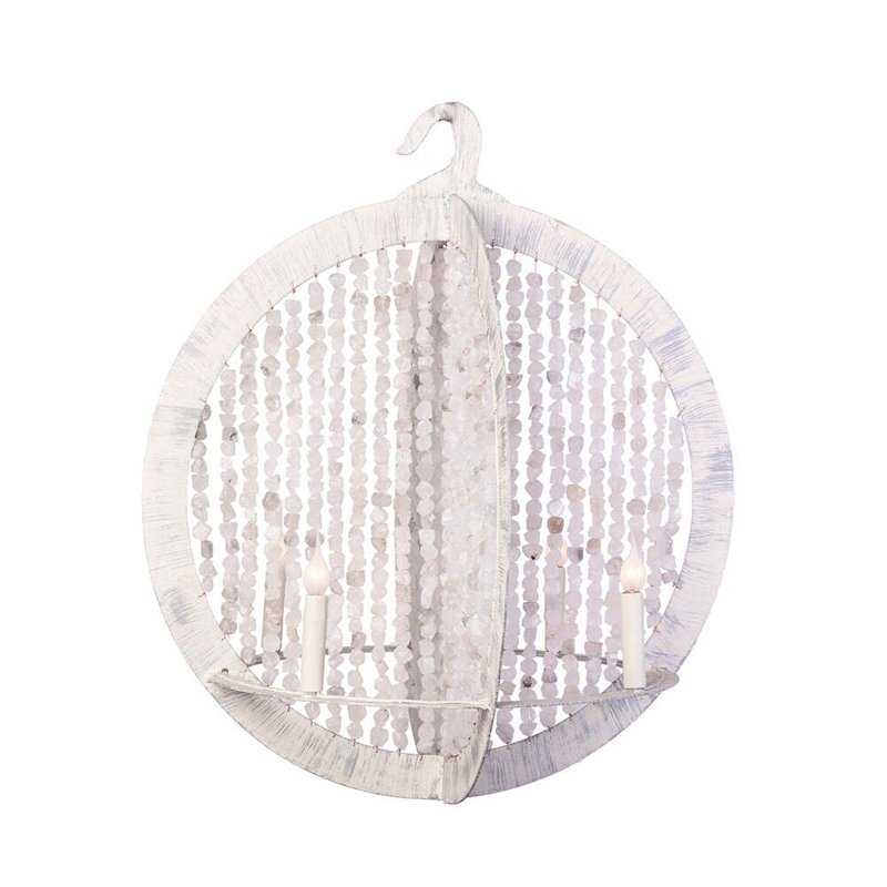 Lustre double coquille d'huître, Perle / transparent