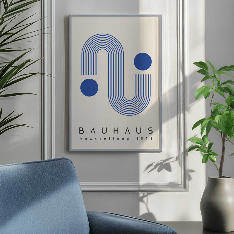 Reproduction linéaire de Bauhaus, H 17,25 po x l 13,25 po, Blanc