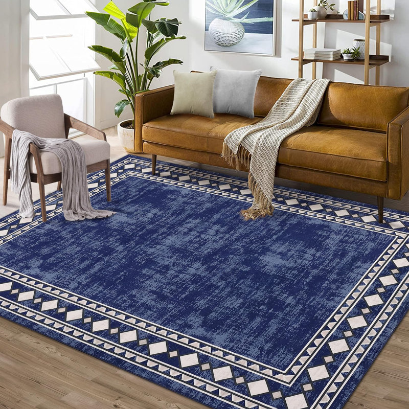 10x13 Rugs for Living Room Washable Rug for Bedroom Scalloped Area Rugs Stain Resistant Modern Soft Folding Throw Carpet Low Pile Floor Cover for Nursery Playroom