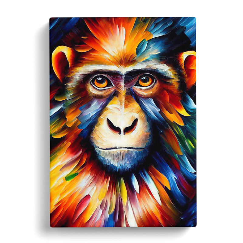 Monkey Portrait No.5 - Wrapped Canvas, 50cm H x 35cm W x 3cm D