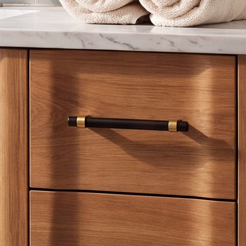 Key Grande 5" Bar Cabinet Pull, Matte Black/Brushed Gold