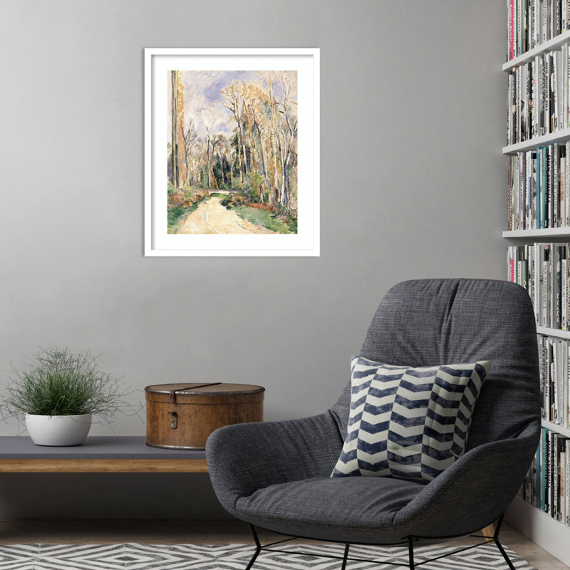 «Path at the Entrance of the Forest» par Paul Cezanne, impression d'art mural en bois, Blanc, H 25 po x l 21 po